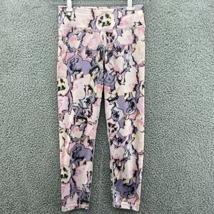 PrAna Womens Size XS Pink Abstract Floral Graphics Yoga Pants Stretch‎ Leggings